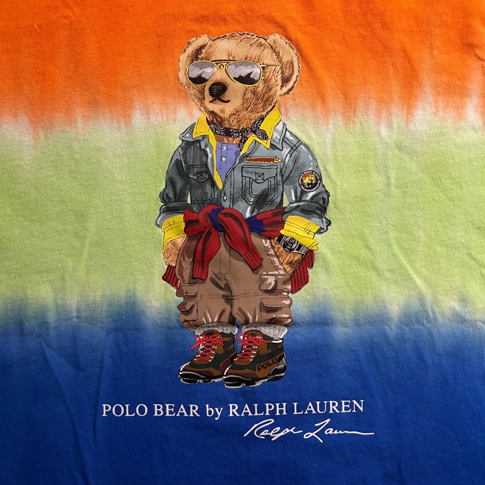Men's Ralph Lauren Orange and Green Tie-Dye Short Sleeve Tee